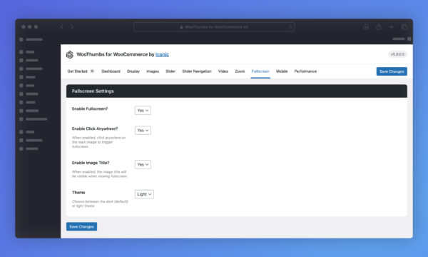 woothumbs fullscreen settings