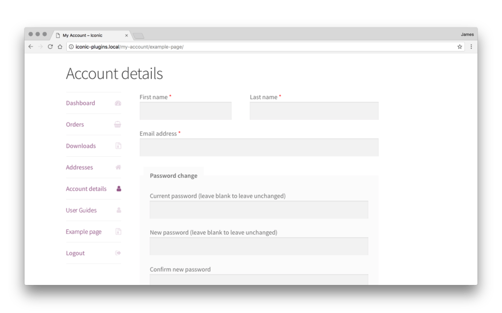 additional account pages
