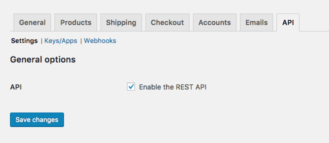 WooCommerce enable API