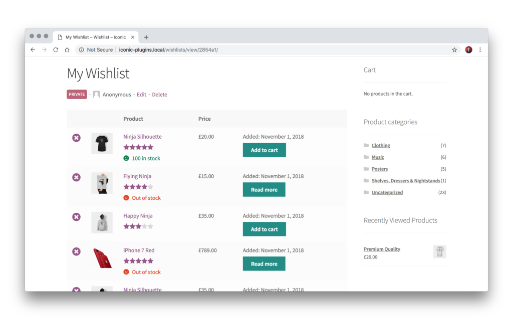 View Wishlist in WooCommerce