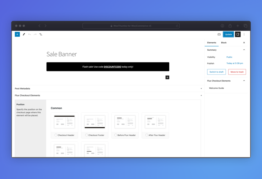 Flux Checkout Elements Create Element