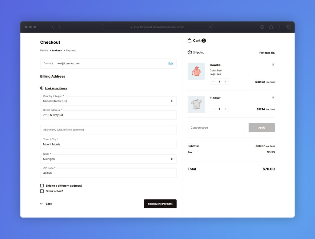 woocommerce checkout flux address