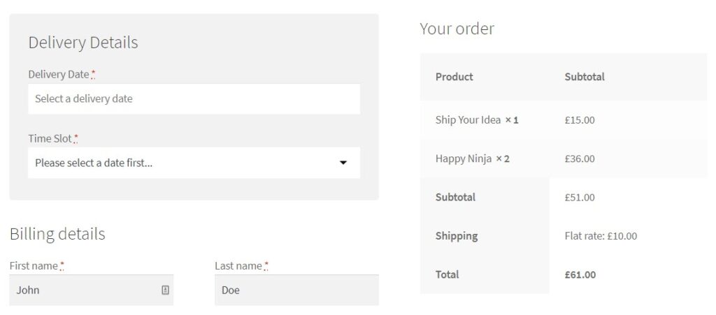 delivery date WooCommerce checkout