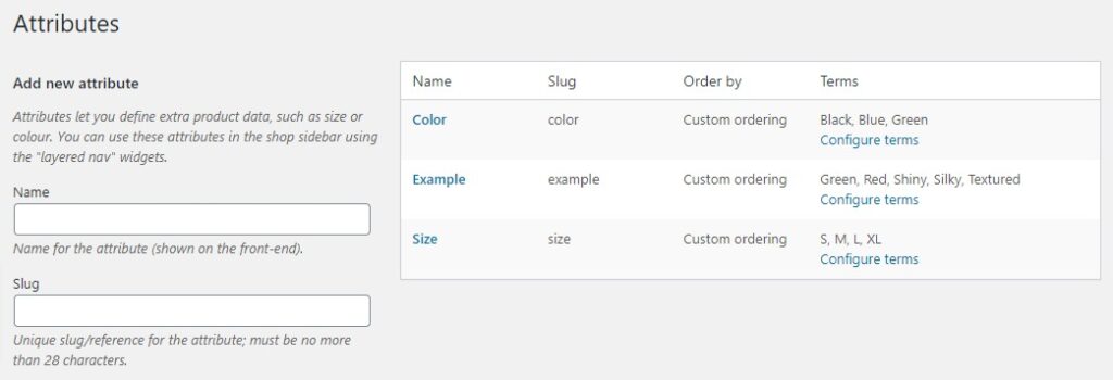 attributes for swatches
