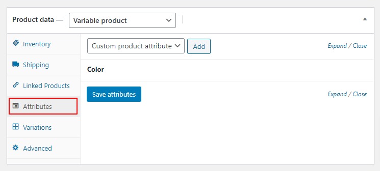 woocommerce attribute tab