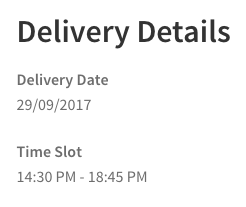 Delivery details for customer
