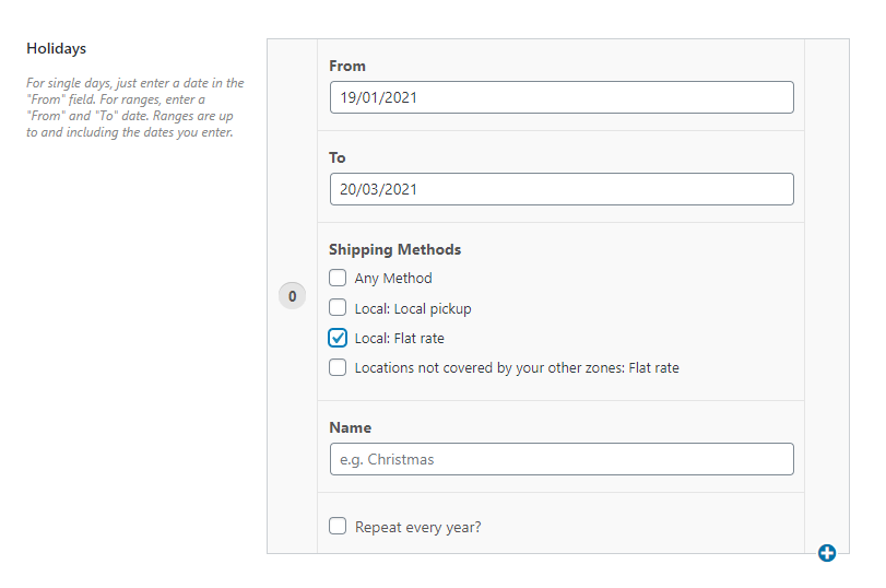 Flat rate shipping method