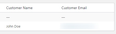 Reserved customer name and email