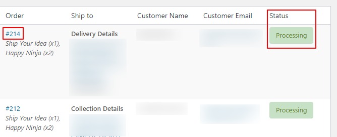 Upcoming orders status