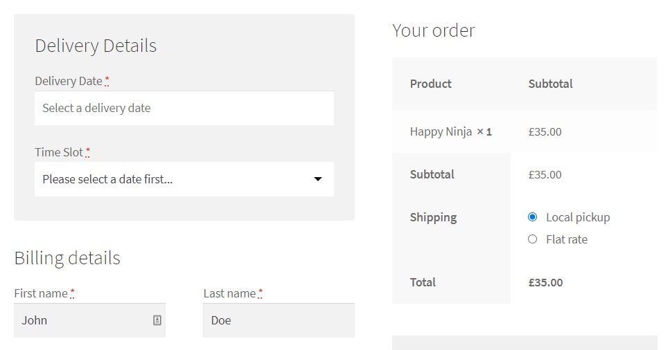 delivery and collection at checkout