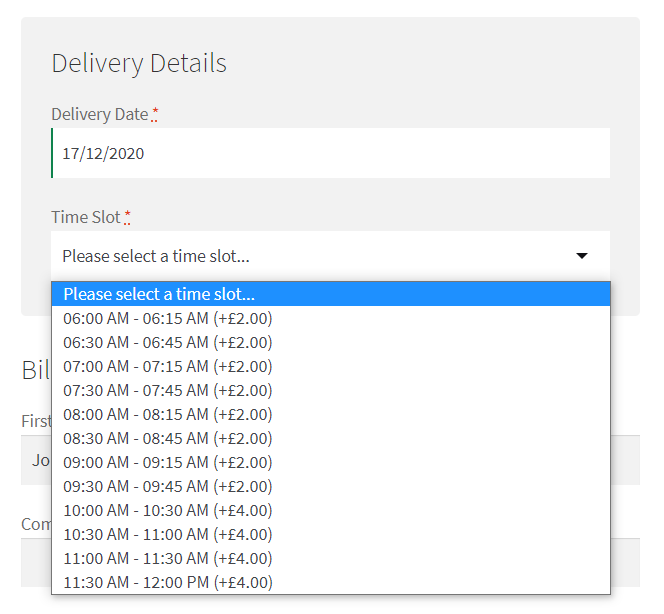 dynamic time slots at checkout