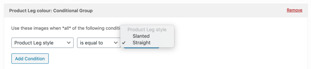 example of adding a conditional group
