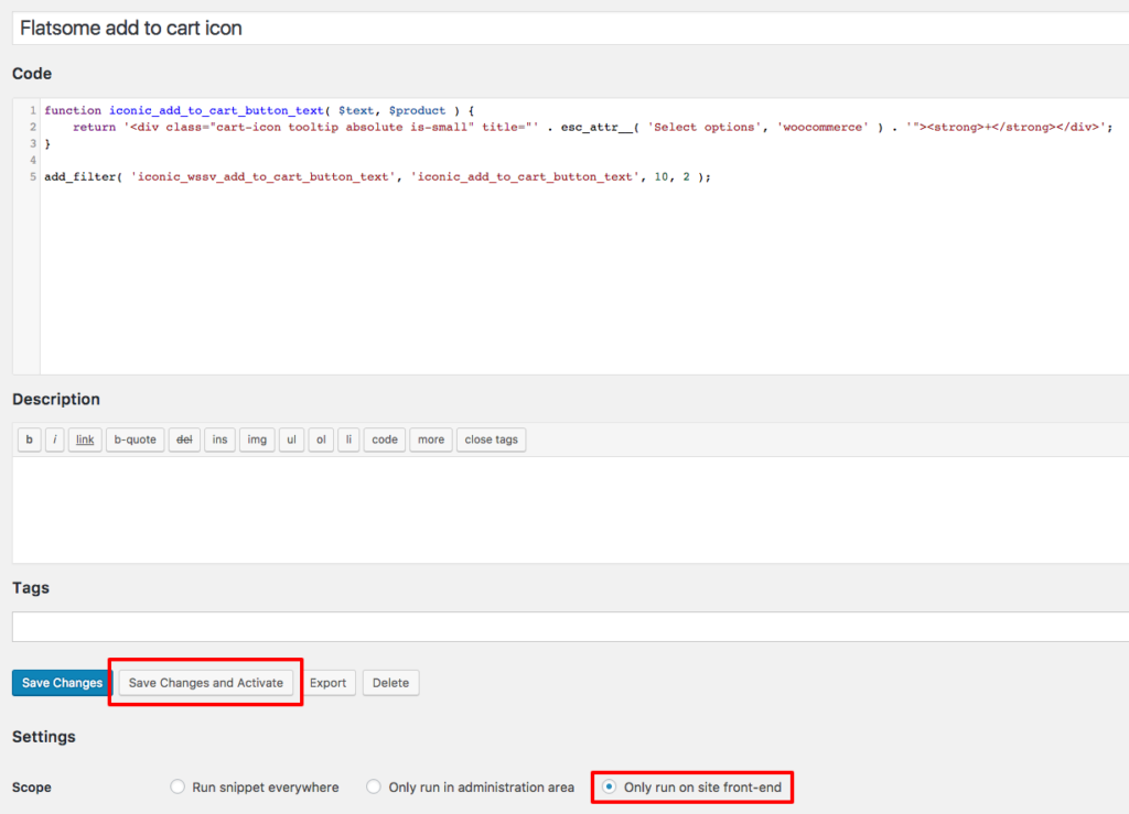 example of code snippets plugin