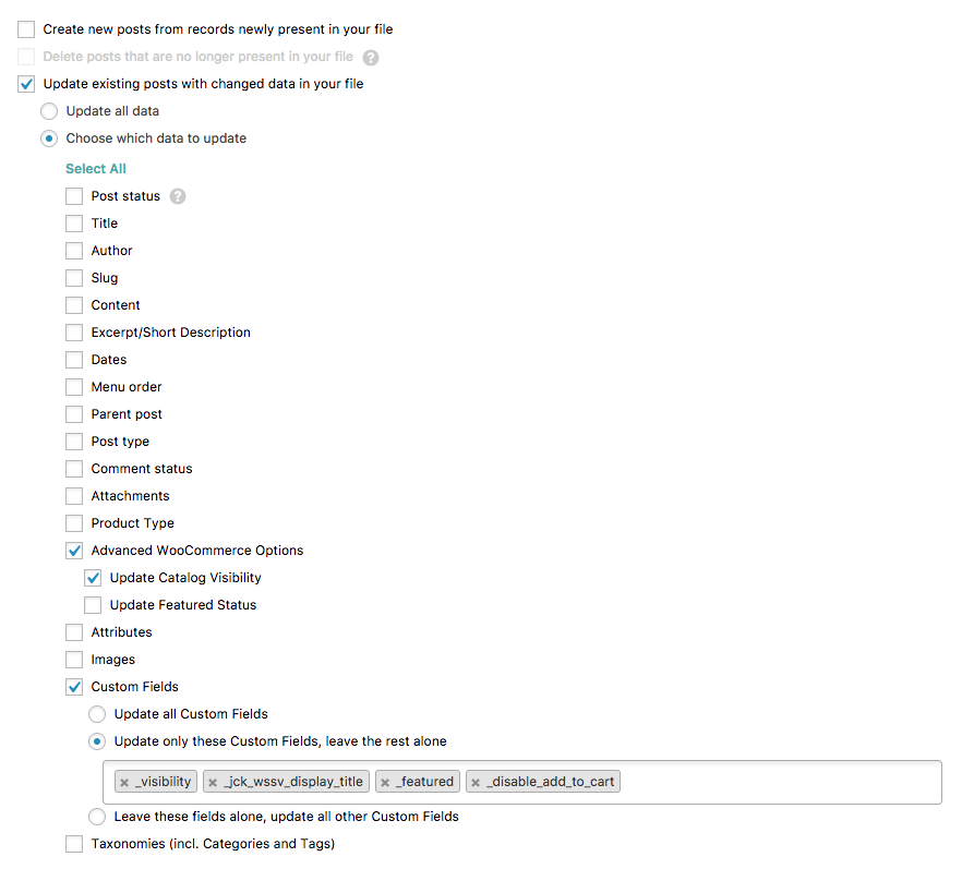 example of import screen ready to go