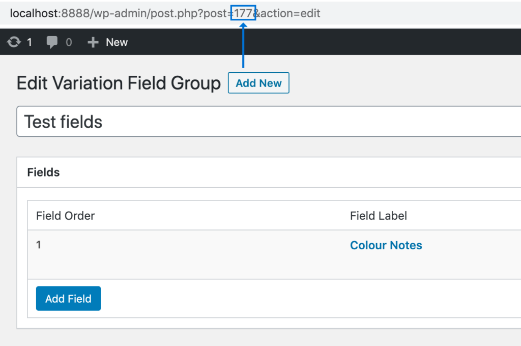Edit Variation Field Group