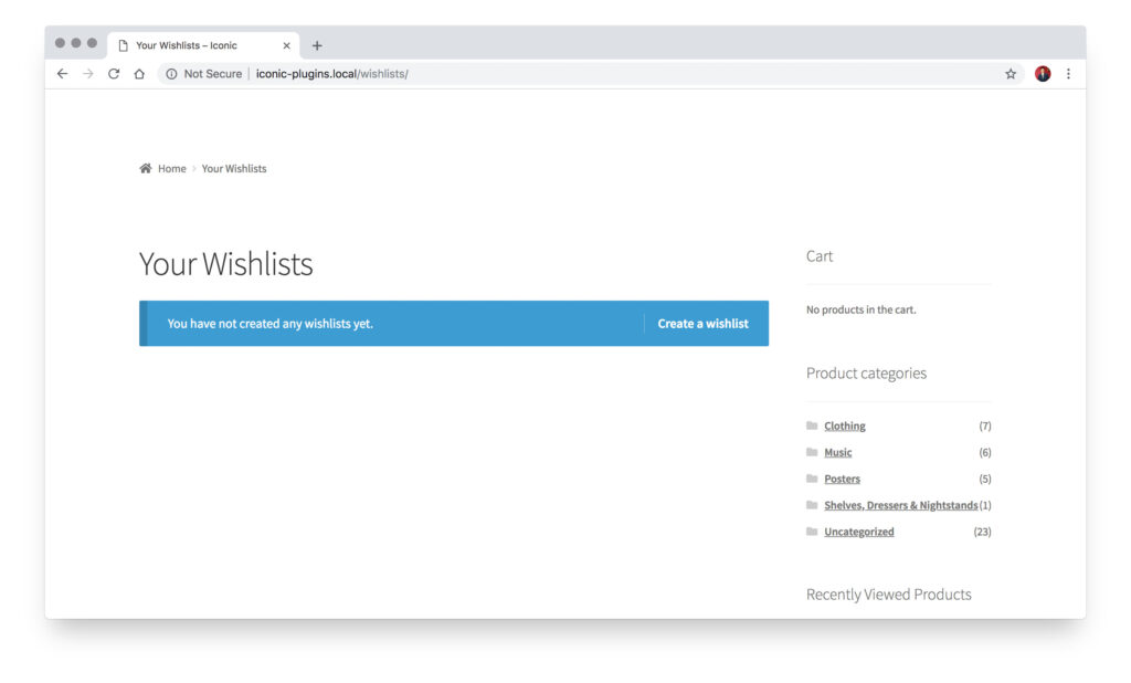 frontend example of wishlists page