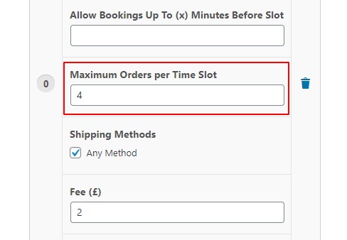 max orders per time slot example