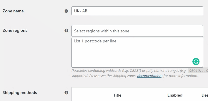 postcode restriction example