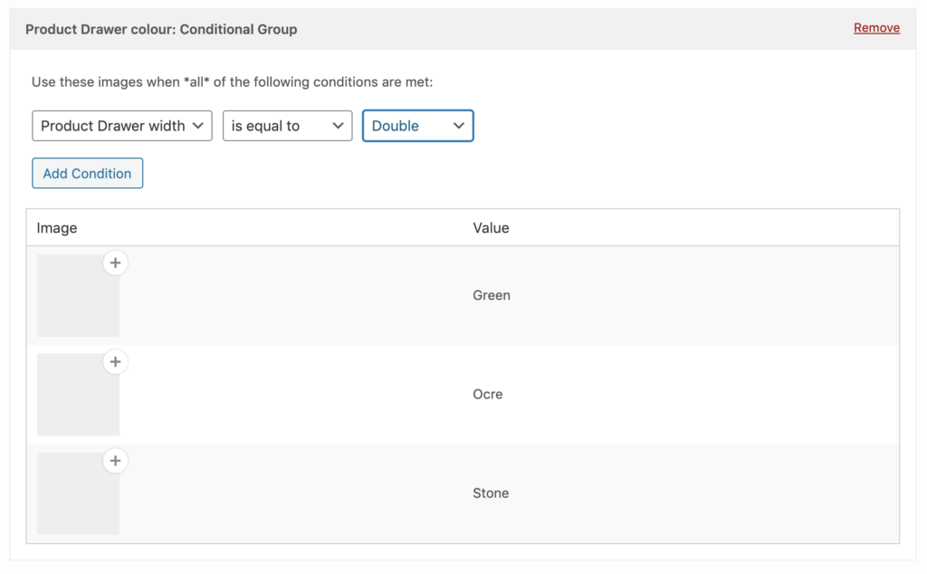 selecting conditional images example