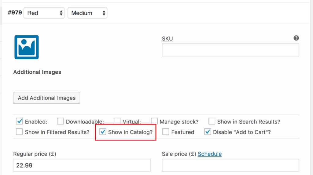 set as show in catalog