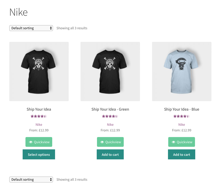 shop example with multiple products with brands