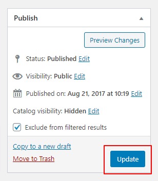 update product woocommerce