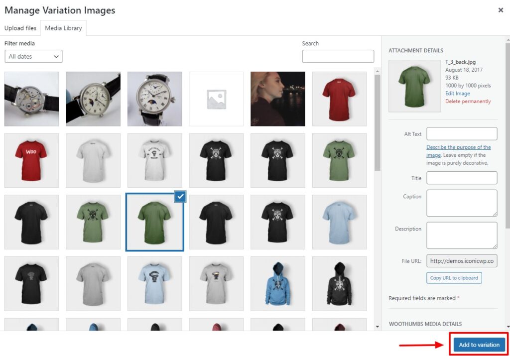 add image to variation