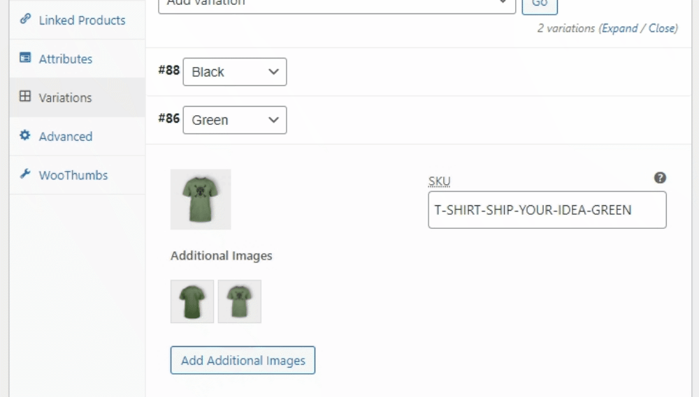 reorder variation images