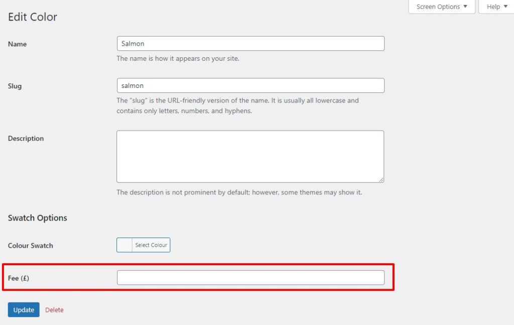 add fee to attribute