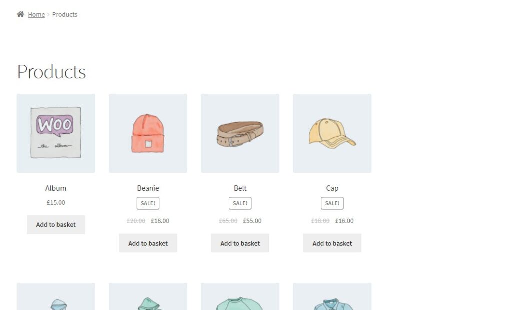 product list using shortcode