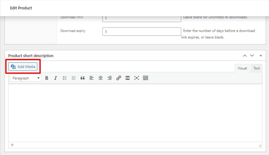 add media to short description