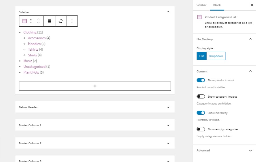 product category list