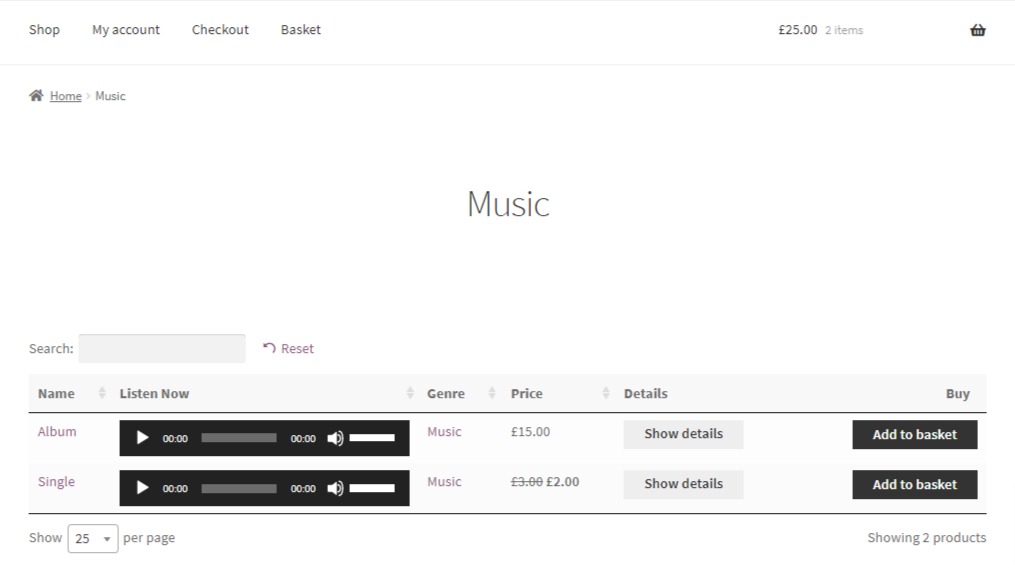 woocommerce music store