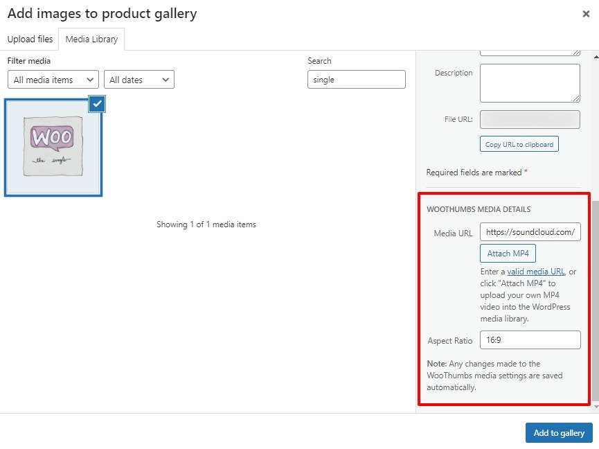 soundcloud to media gallery