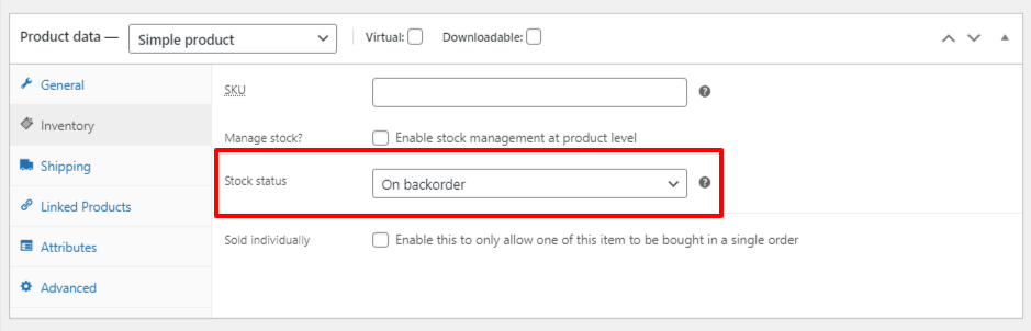 backorder linked variations