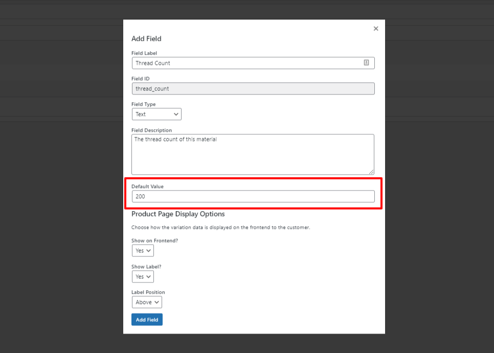 default value custom fields