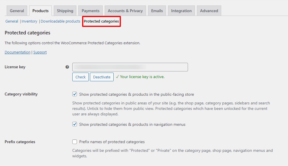 woocommerce protected categories