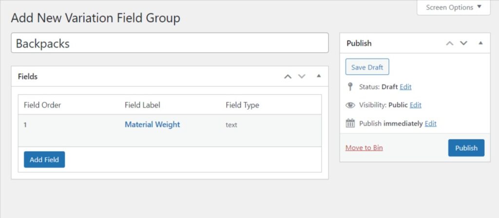 complete variation field group