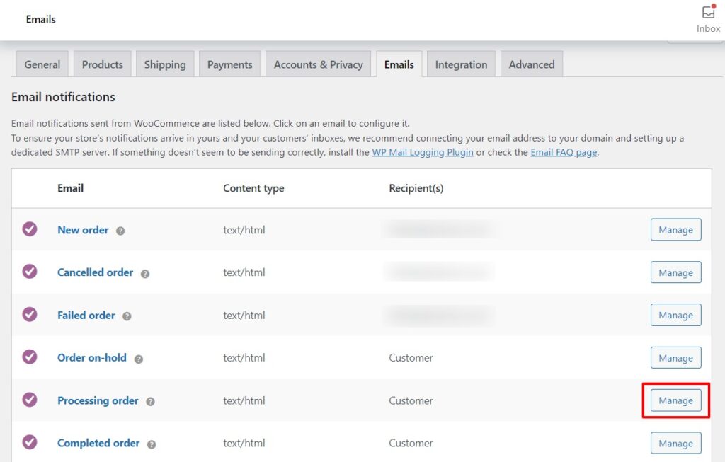 manage customer emails woocommerce