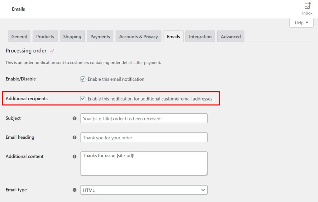 additional recipients woocommerce
