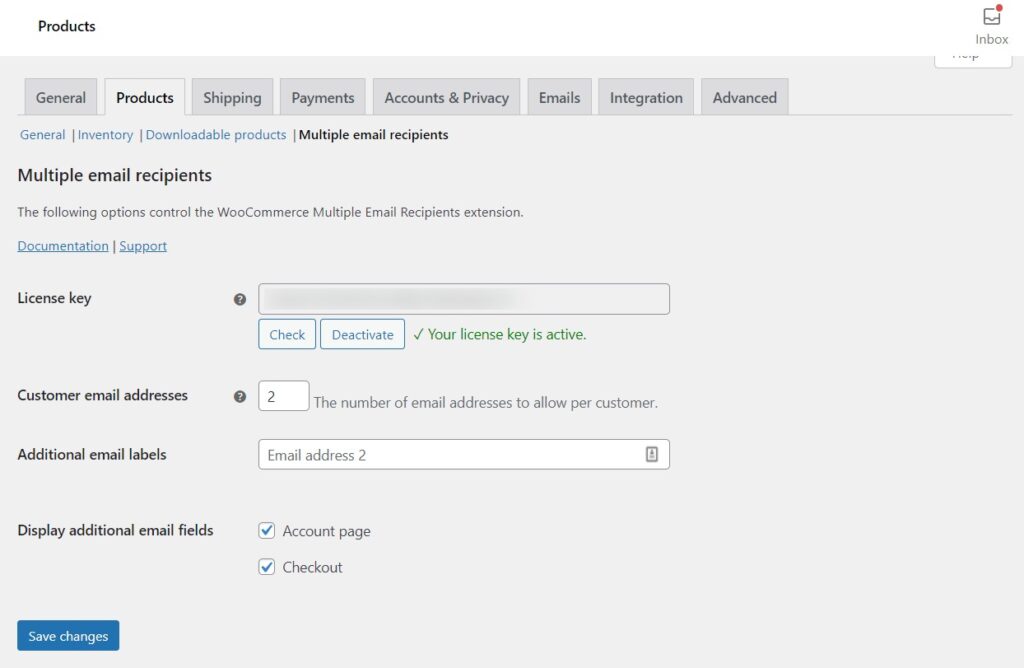 additional customer email addresses woocommerce