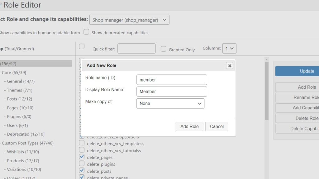 user role name wordpress