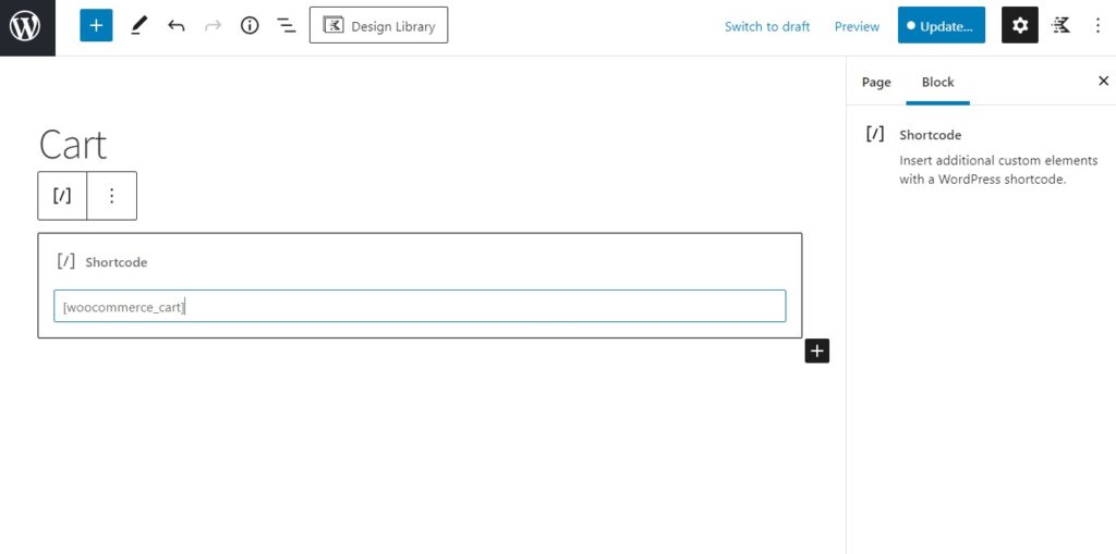 woocommerce cart shortcode