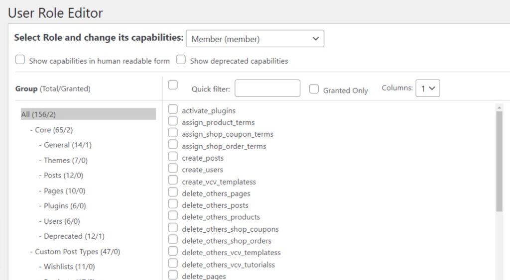 user role permissions
