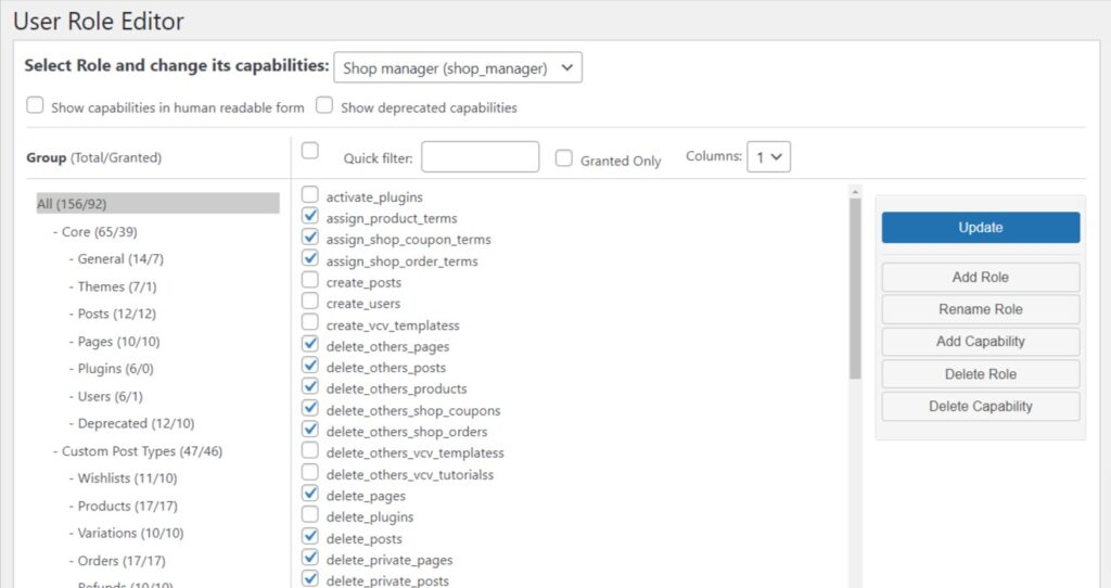 shop manager user role