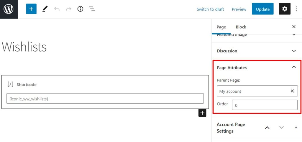 wishlists my account page woocommerce