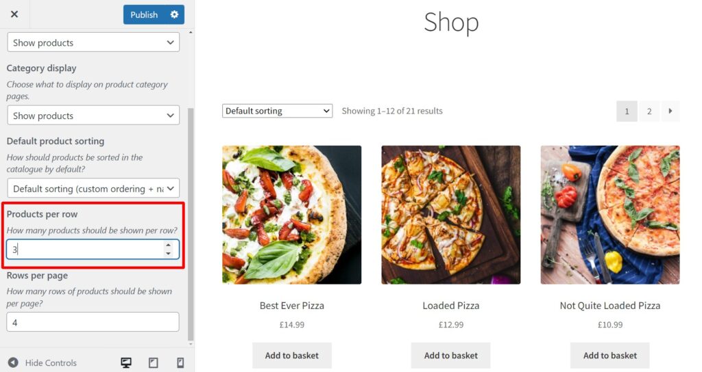 product per row woocommerce image size