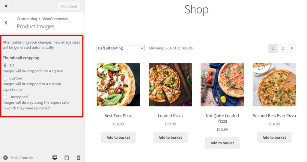 woocommerce shop page image size