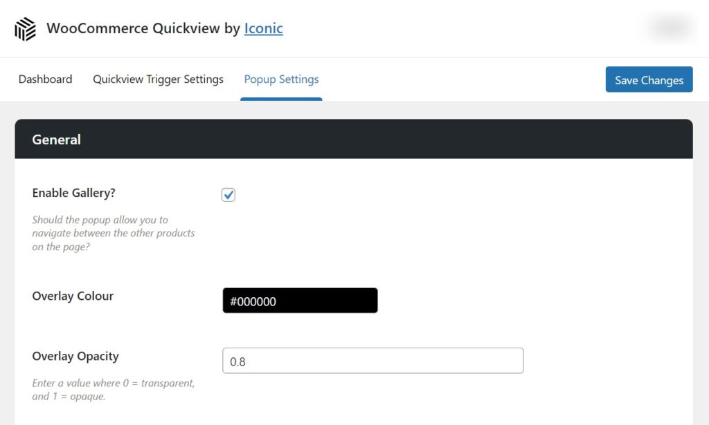 general quickview settings