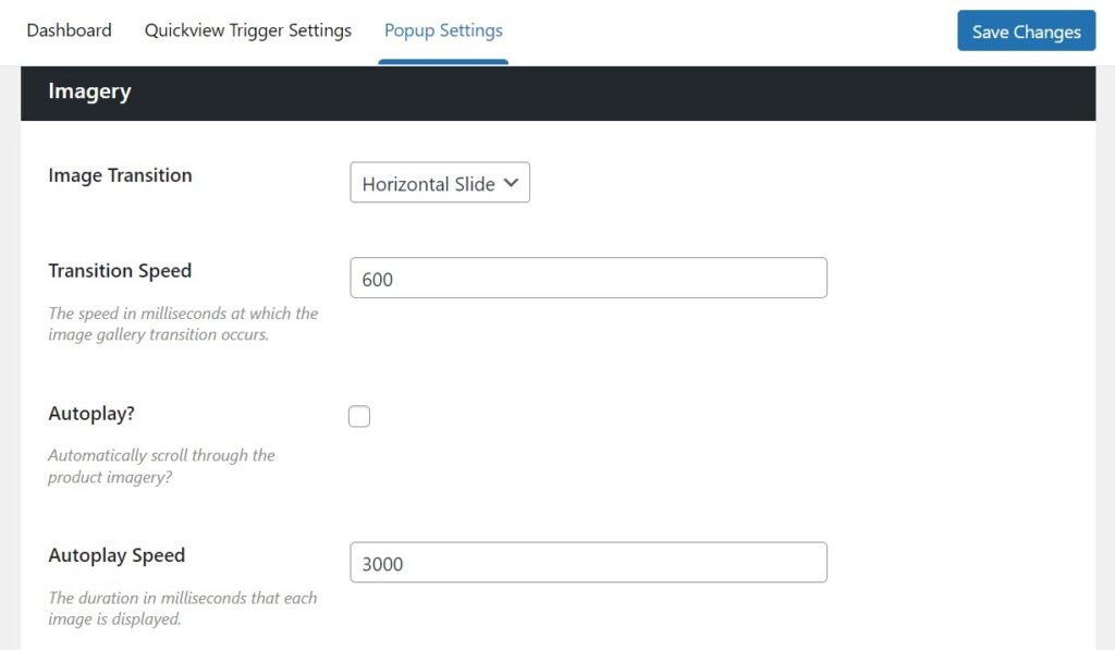 imagery quickview settings